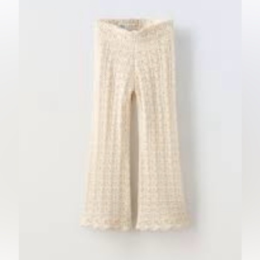 Zara Kids Cream Crochet Flare Pants